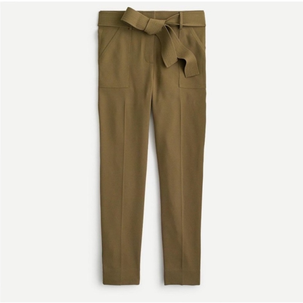 J.Crew Easy tie front straight leg pant 365 crepe moss